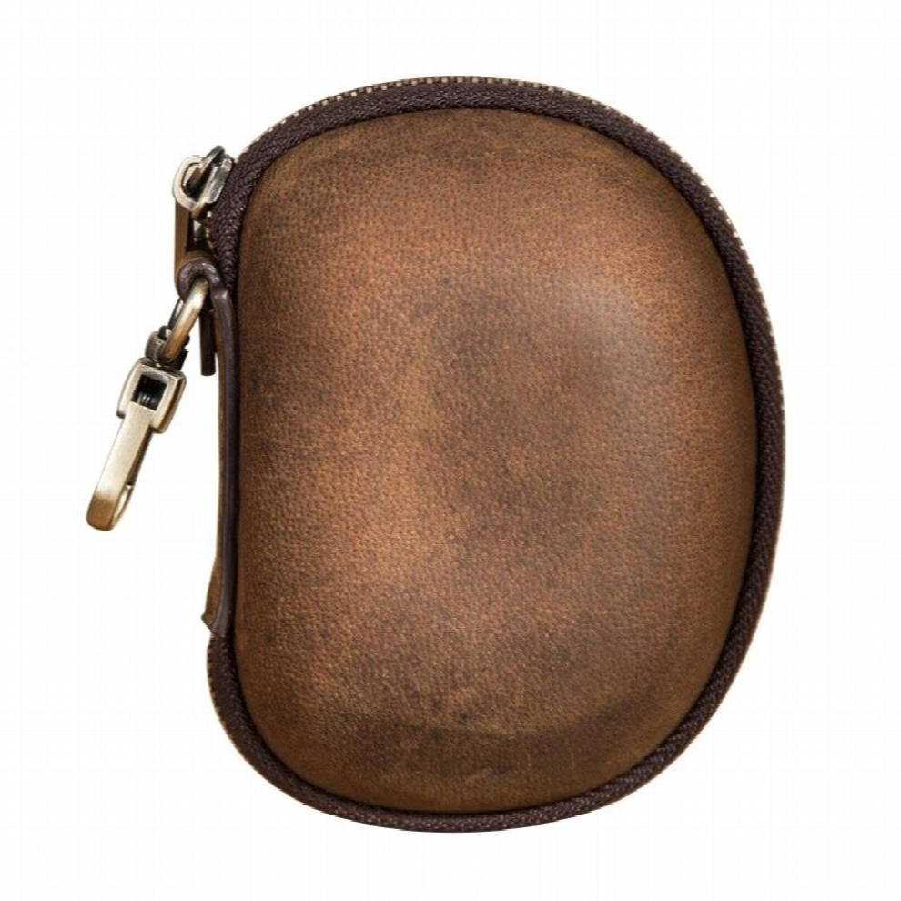 Vintage Cow Leather Protable Folding Sunglasses Protector Travel Pack Pouch Glasses Case Zipper Box Hard Eyewear