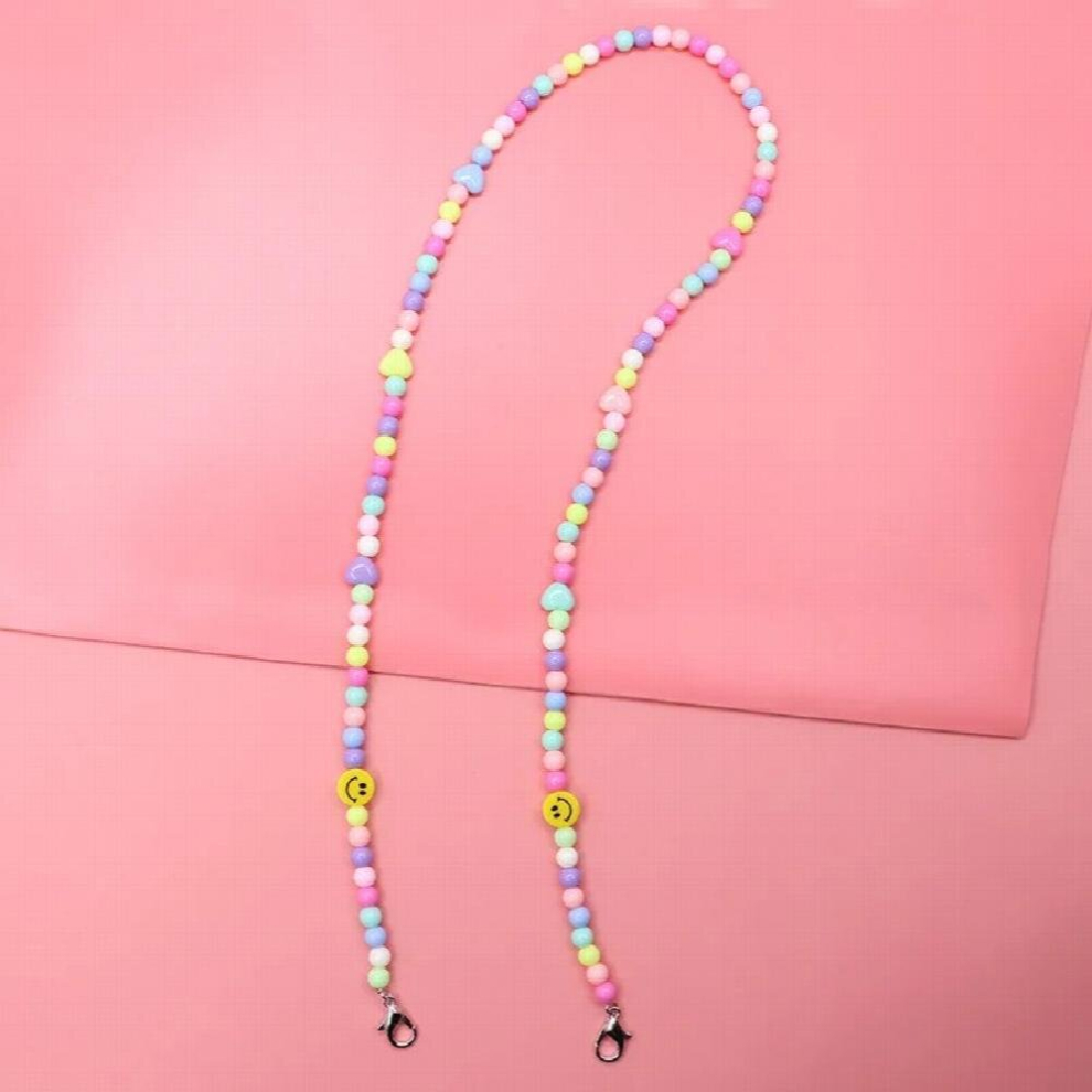 Children Lovely Anti-lost Eyeglasses Chain Beaded Heart Mask Chain Lanyards Neck Strap Cord Sunglasses Rope Eyewear Accessories