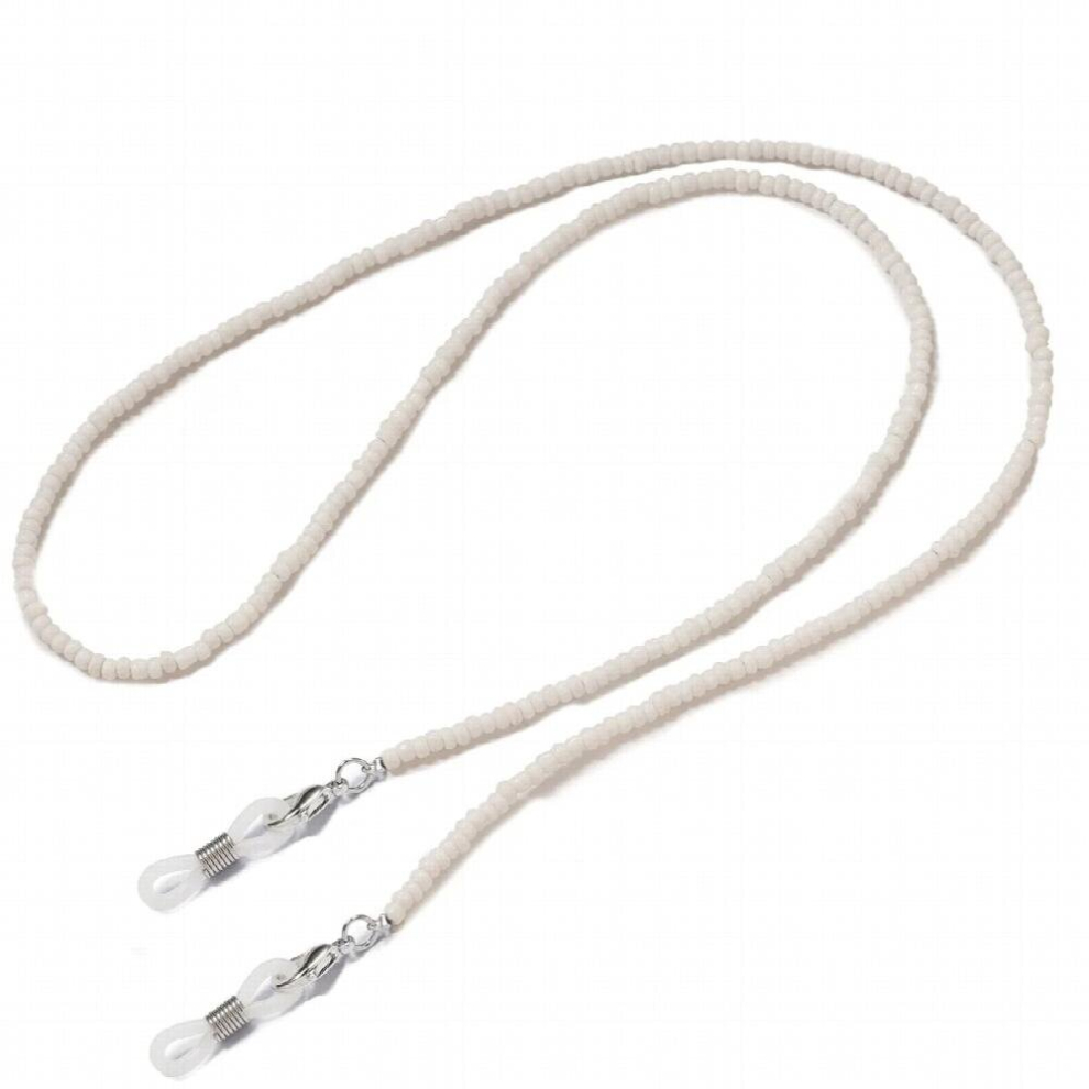 White Beaded Eyeglass Chain Face Mask Holder Chain Necklace Mask Lanyard Glasses Strap For Women Sunglasses Chains