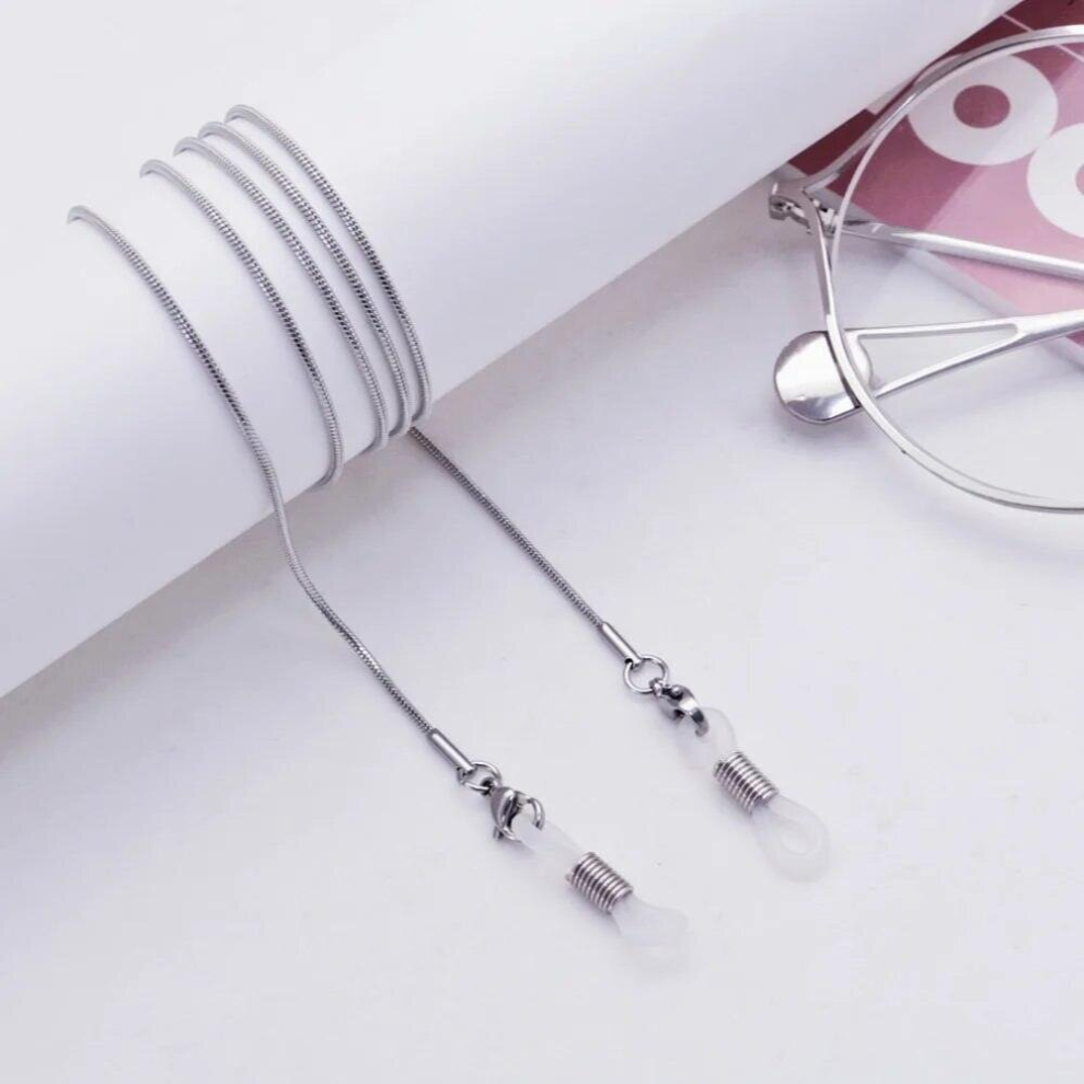 Silver Sunglasses Mask Eyeglasses Chains Lanyard Anti Lost Holder Necklace For Women Men Metal Crystal