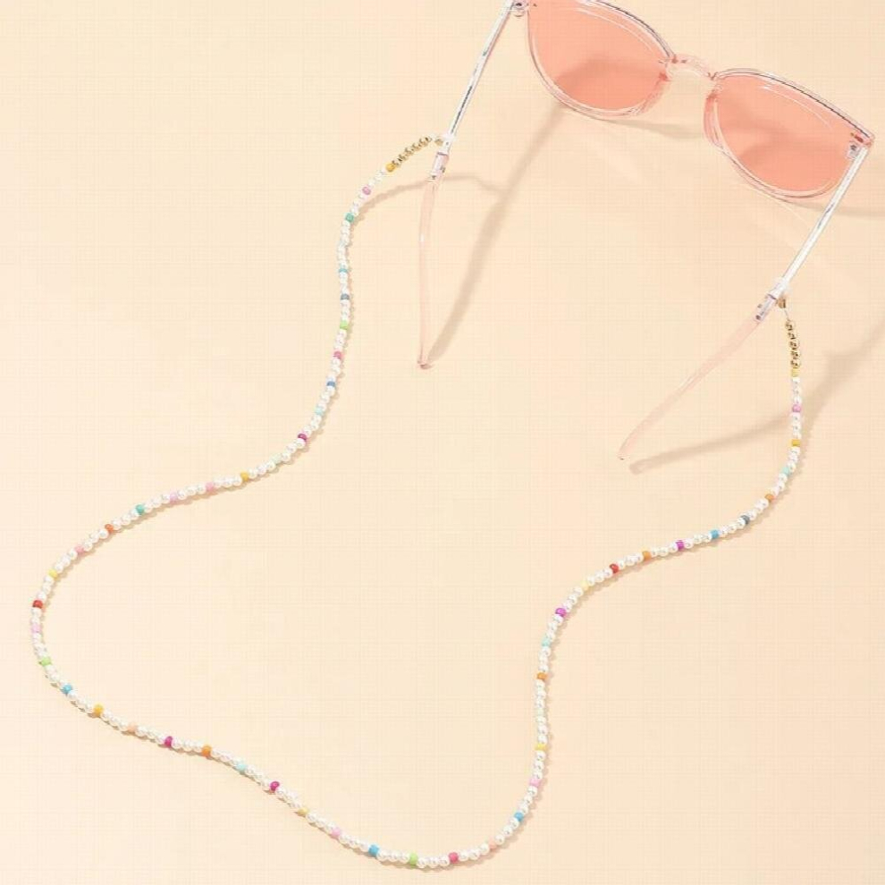 colored bead eyewear chain Women Sunglass Lanyard Colorful Beaded Mask Chain Holiday Style Eye Accessories