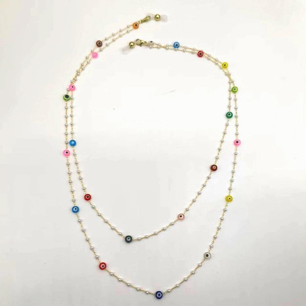 Evil Eye Colorful Lucky Bead Eyeglass Chain Women Outside Casual Sunglass Accessory Necklace Face Mask Holder Lanyard