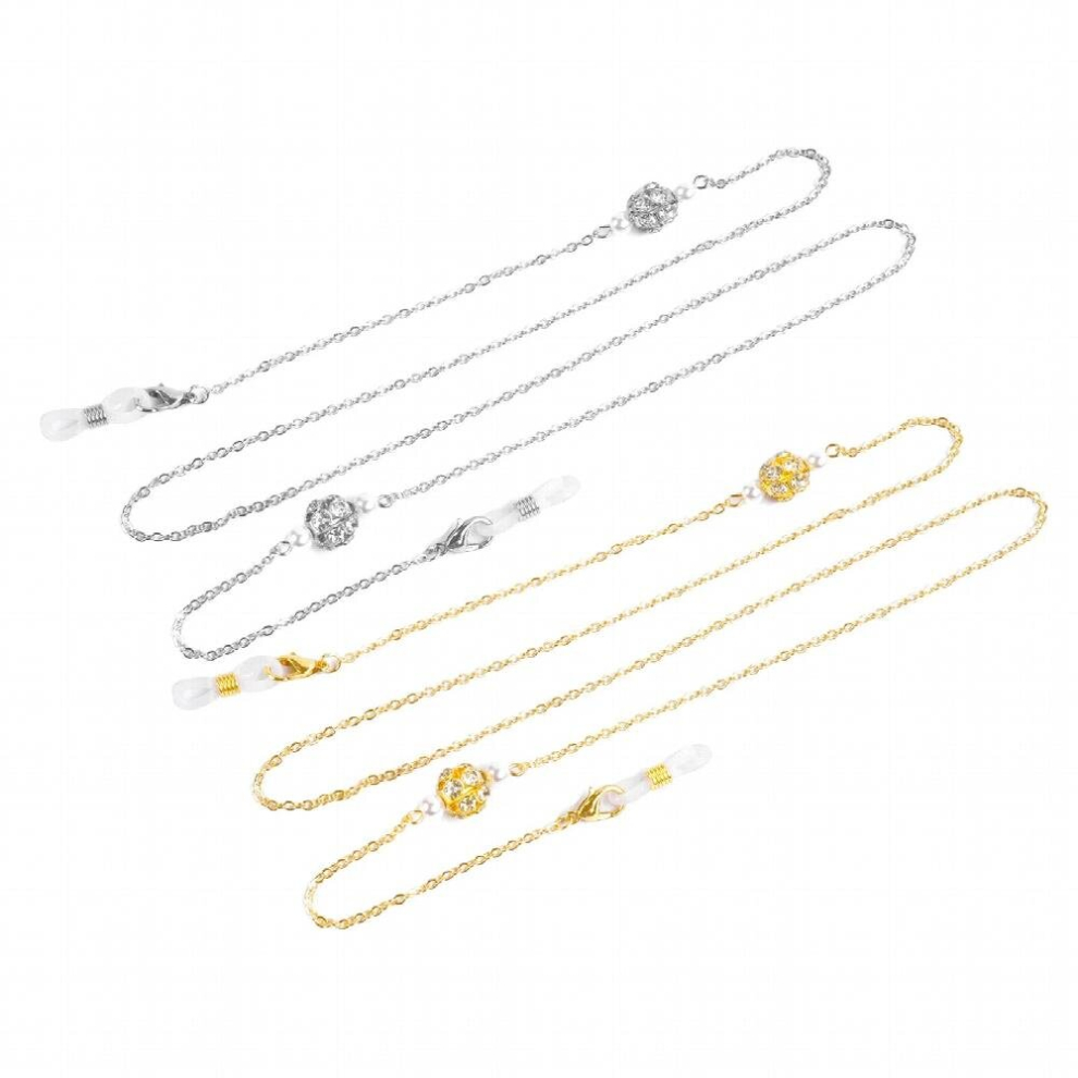 Multicoloured 2Pcs Eyeglass Strap Reading Glasses Chain Pearls Mask Hanging Chains Bohemian Women Neck Chain For Sunglasses Eyeglasses Lanyard