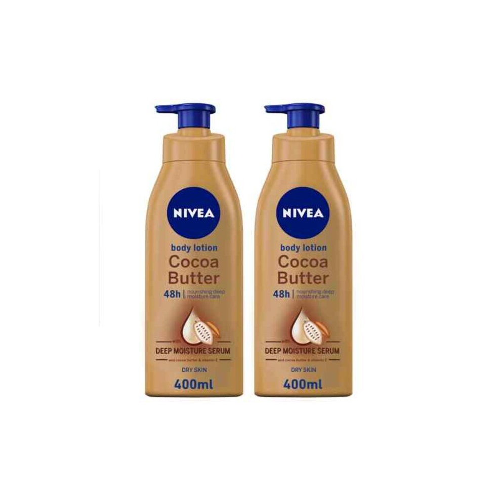 Nivea Hydrating Body Lotion Moisturizer Cocoa Butter Vitamin E 400Ml Pack Of 2