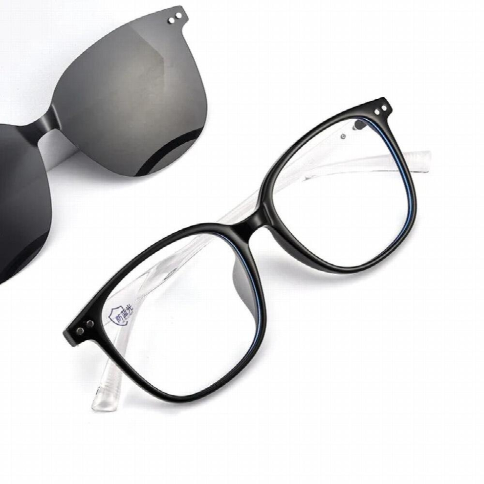 Light Blocking Men Retro Rectangle Glasses frame Double Layer Removable Lens UV400 Polarized Magnet Clip on Sunglasses-image-OPC-PCRTVV2-NEW