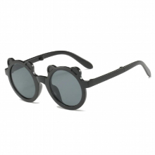 Girls Boys Foldable Bear Cartoon Sunglasses UV400 Children Retro Round Frame Sunglasses Outdoor Eyewear Baby Shade Glasses