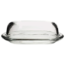 (1) Large Clear Glass Butter Serving Storage Dish Tray Holder With Lid Dishwasher Safe