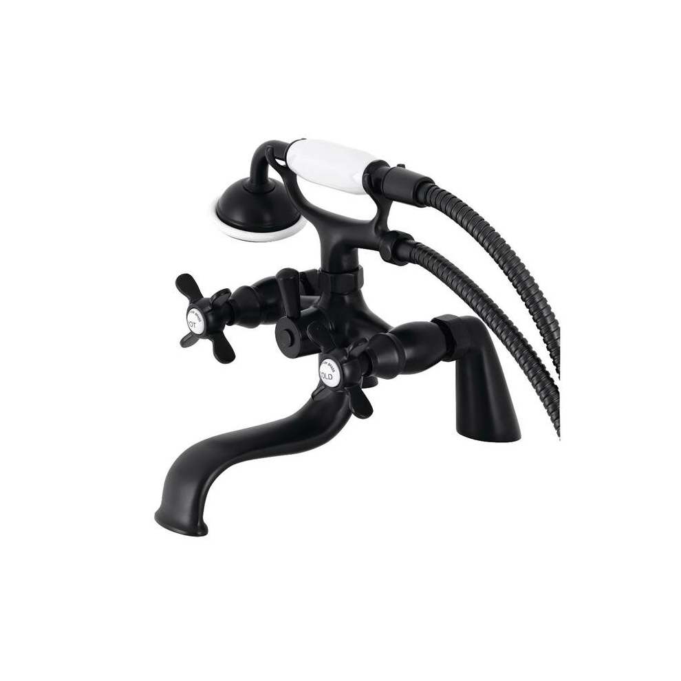 Essex Deck Mount Clawfoot Tub Faucet With Hand Shower, Matte Black 780475826632