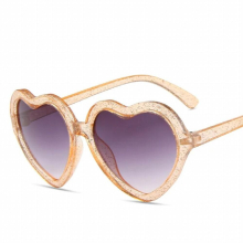 Cartoon Lovely Kids Sunglasses Flash Crystal Heart Shape Frame Girls Children Sun Glasses Round Street Beat Baby Eyeglasses