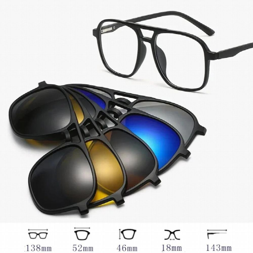 6 In 1 TR90 Polarized Optical Magnetic Sunglasses Clip on Magnet Myopia Prescription Glasses Frame Men Women Eyeglasses-image-OPC-PCRTZWR-NEW