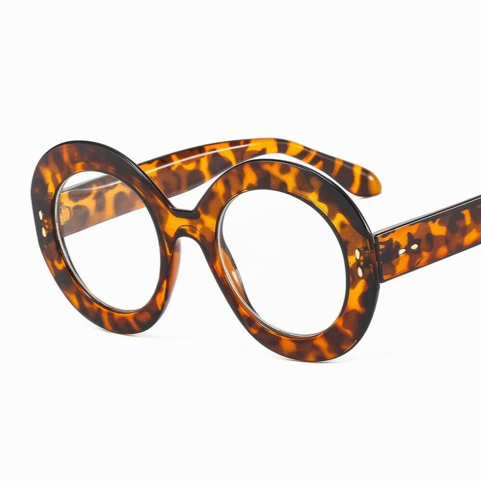 Round Myopia Glasses Frame Women Men Clear Lens Glasses Rivets Decoration Optical Spectacle Goggles Female Eyeglass
