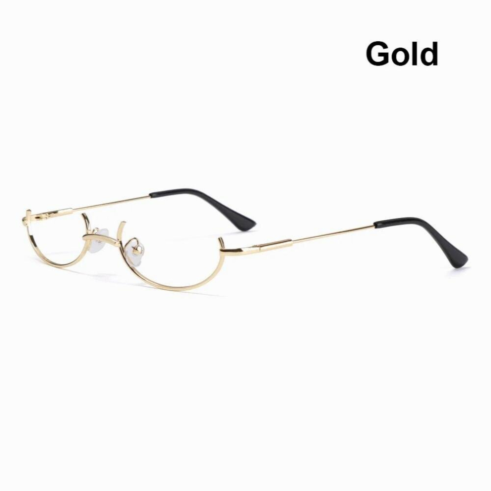 Half Frames Glasses Frame Unisex Vintage Oval No Lens Optical Spectacles Cosplay Photography Decoration Metal Party Eyewear