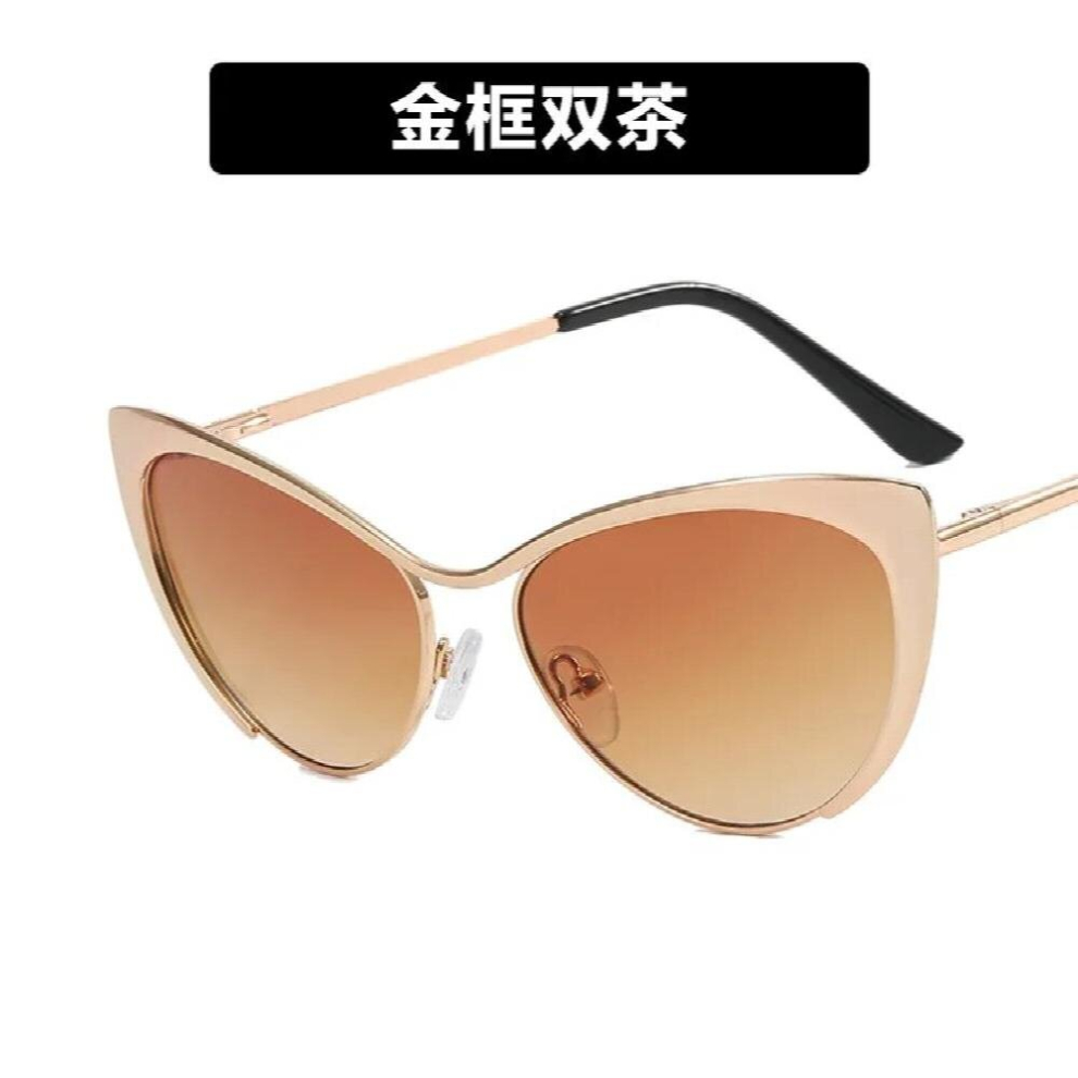 Steel Leather Triangle Cat Eye Metal Eyeglass Frame Retro Womens Anti Glasses Can Be Equipped with Myopia Glasses