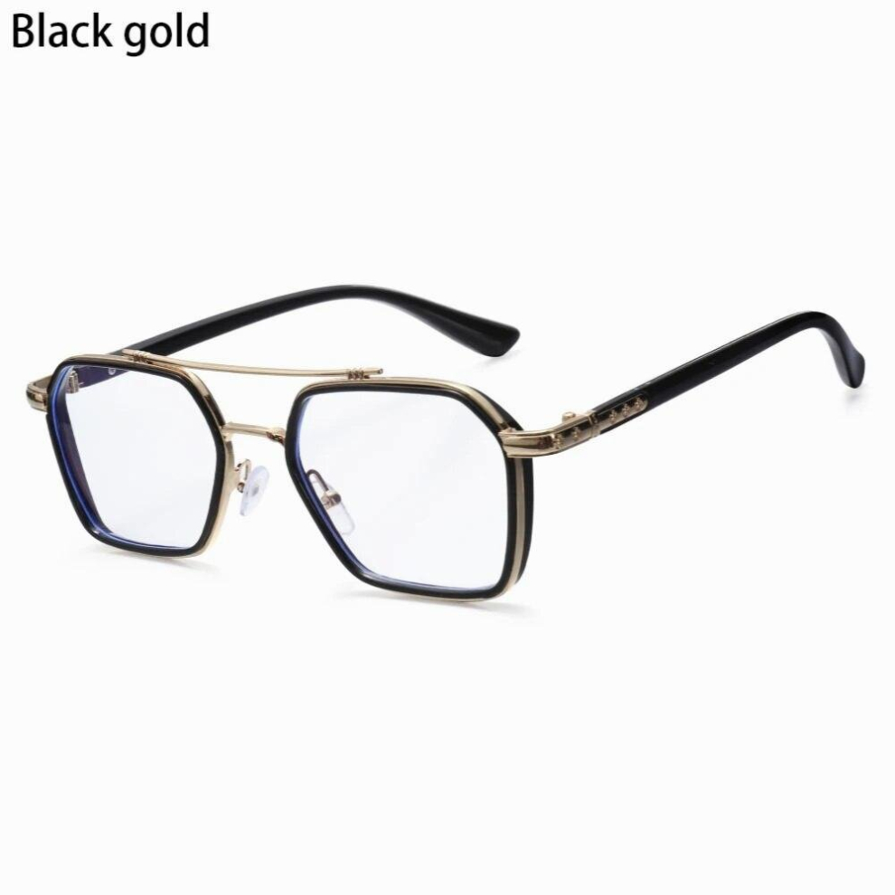 Anti Light Glasses For Men Women Transparent Lense Double Beams Polygon Frame Computer Glasses Flat Mirror Eyewear