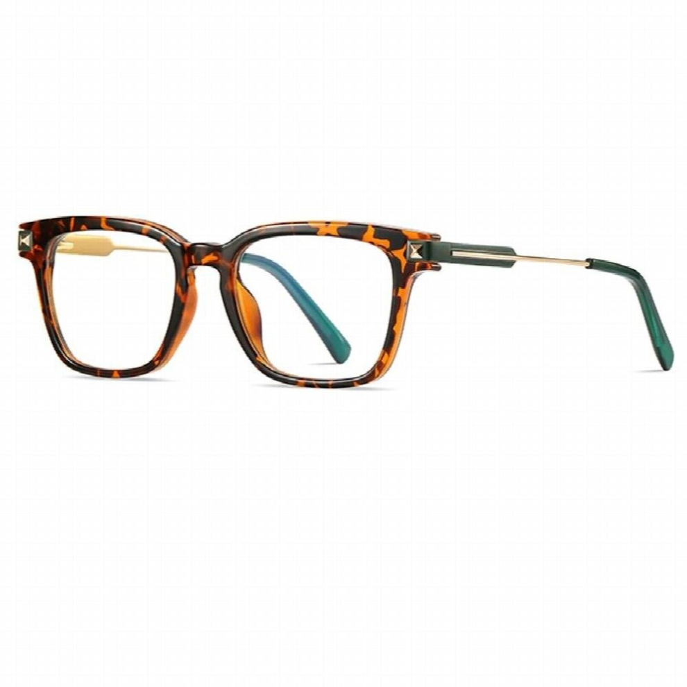 SHAUNA Anti Light Retro Rivets Square Optical Glasses Frames Spring Hinge Double Colors Computer Eyeglasses