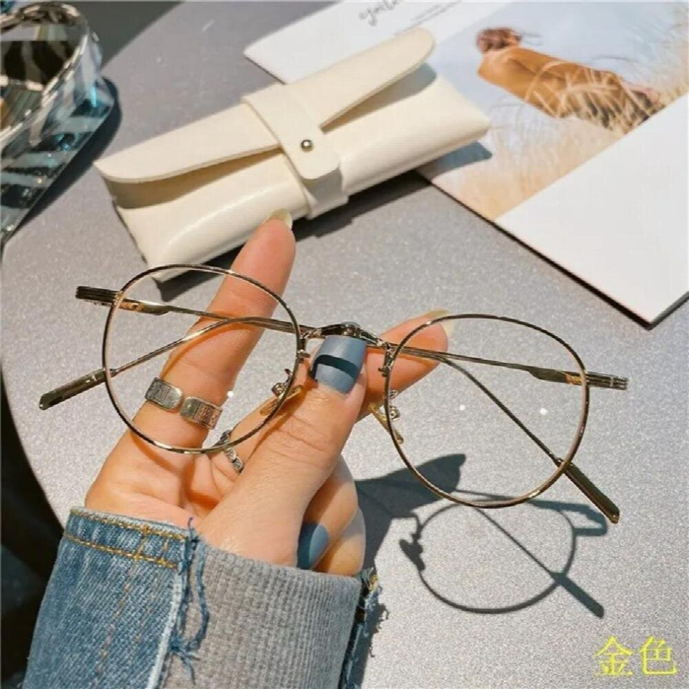 Retro Alloy Glasses Frame Girl Ins No Makeup Plain Glasses Men Light Eyewear Decorative Computer Glasses