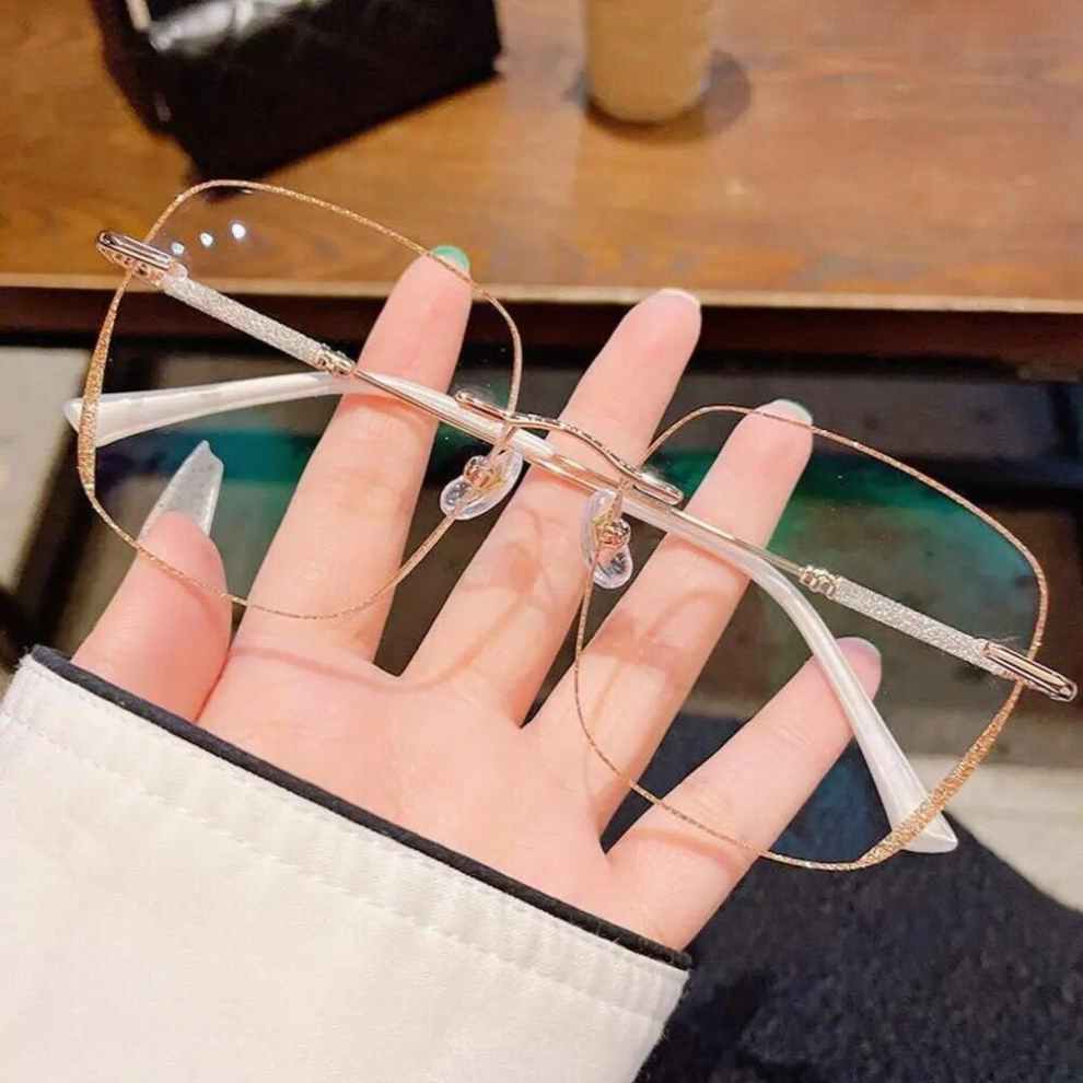Glitter Frameless Oversized Eyeglasses Anti-Blue Light Glasses Durable Portable Ultra Light Eyeglasses Computer Goggles