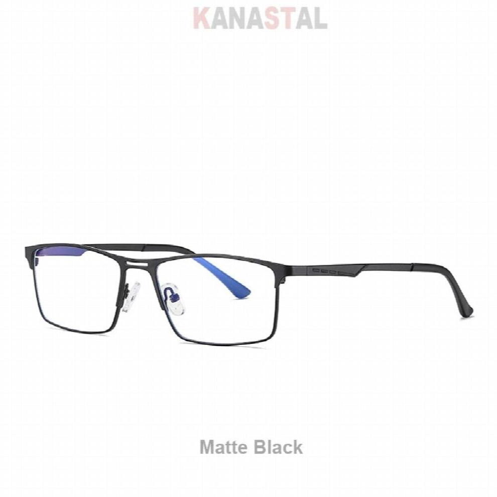 Mens Light Blocking Glasses Metal Business Male Computer Square Eyeglasses Frame Anti Fatigue Prescription Eyewear