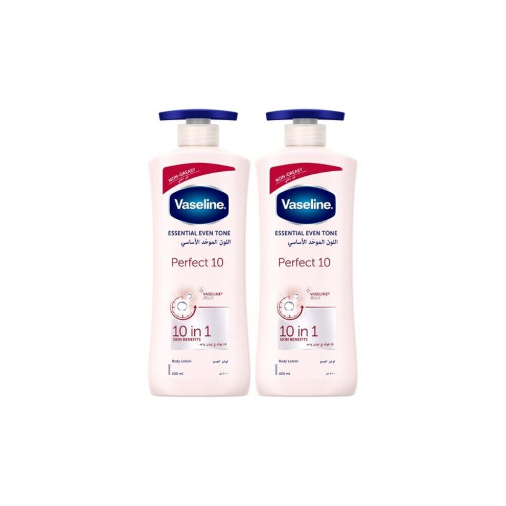Vaseline Intensive Care Moisturizer Perfect 10 Essential Even Tone Body Lotion White for a flawless skin 400ml Pack of 2
