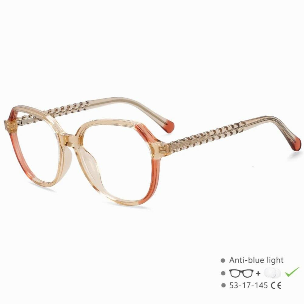 55708 Polygonal Plastic Titanium Anti Glasses Spring Leg Computer Transparent Glasses Prescription Glasses