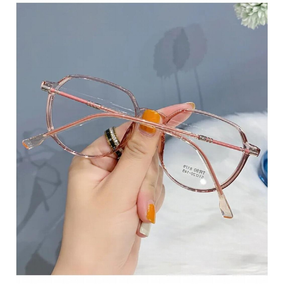 TR90 Light Proof Glasses Fashionable Plain Myopia Glasses Frame Womens Flat Lens No Degree