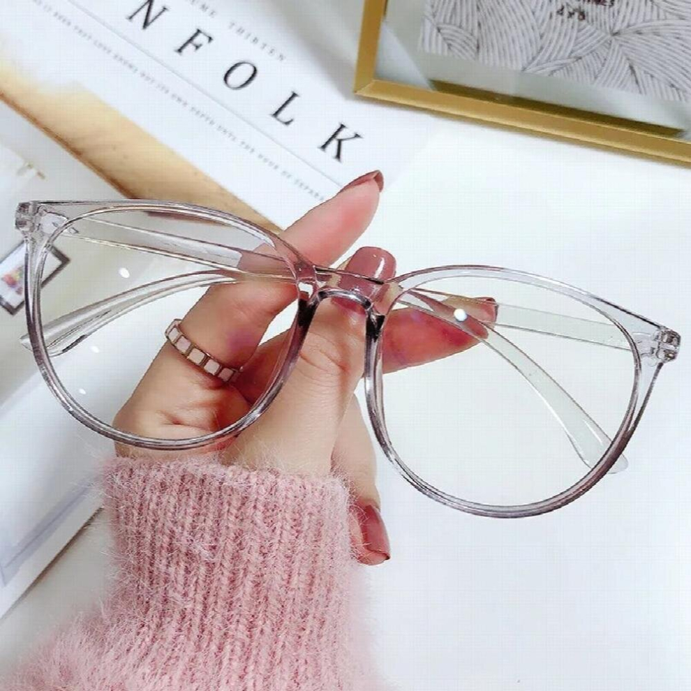 Anti Light Plain Glasses Women Transparent Oversized Anti Fatigue Eyeglasses Men Large Round Frame Clear Computer Eyewear