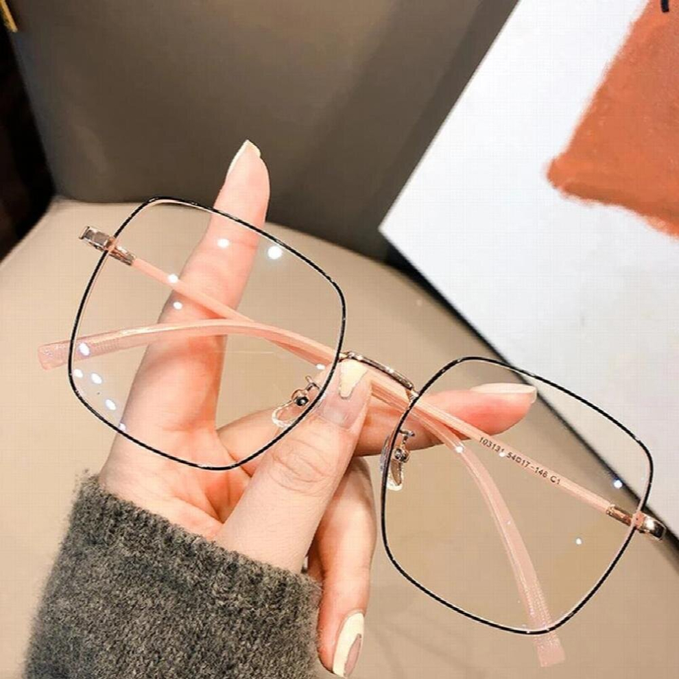 Large Metal Frame Flat Light Mirror Light Glasses Women Men Computer Goggles Eyeglasses Vision Care Metal Frame Eyewear