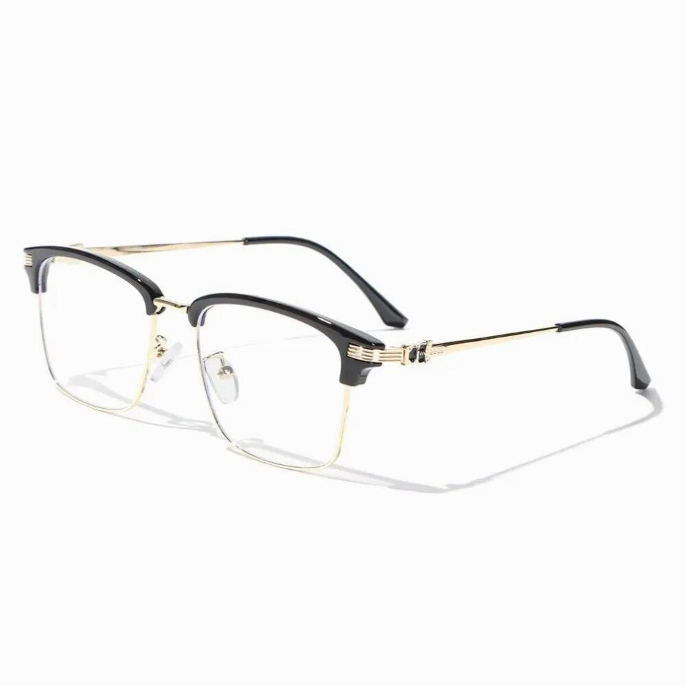 Men Women Qutzzmnd Metal Half Frame Anti Light Glasses Computer Goggles Eyewear Square Optical Spectacle Eyeglasses