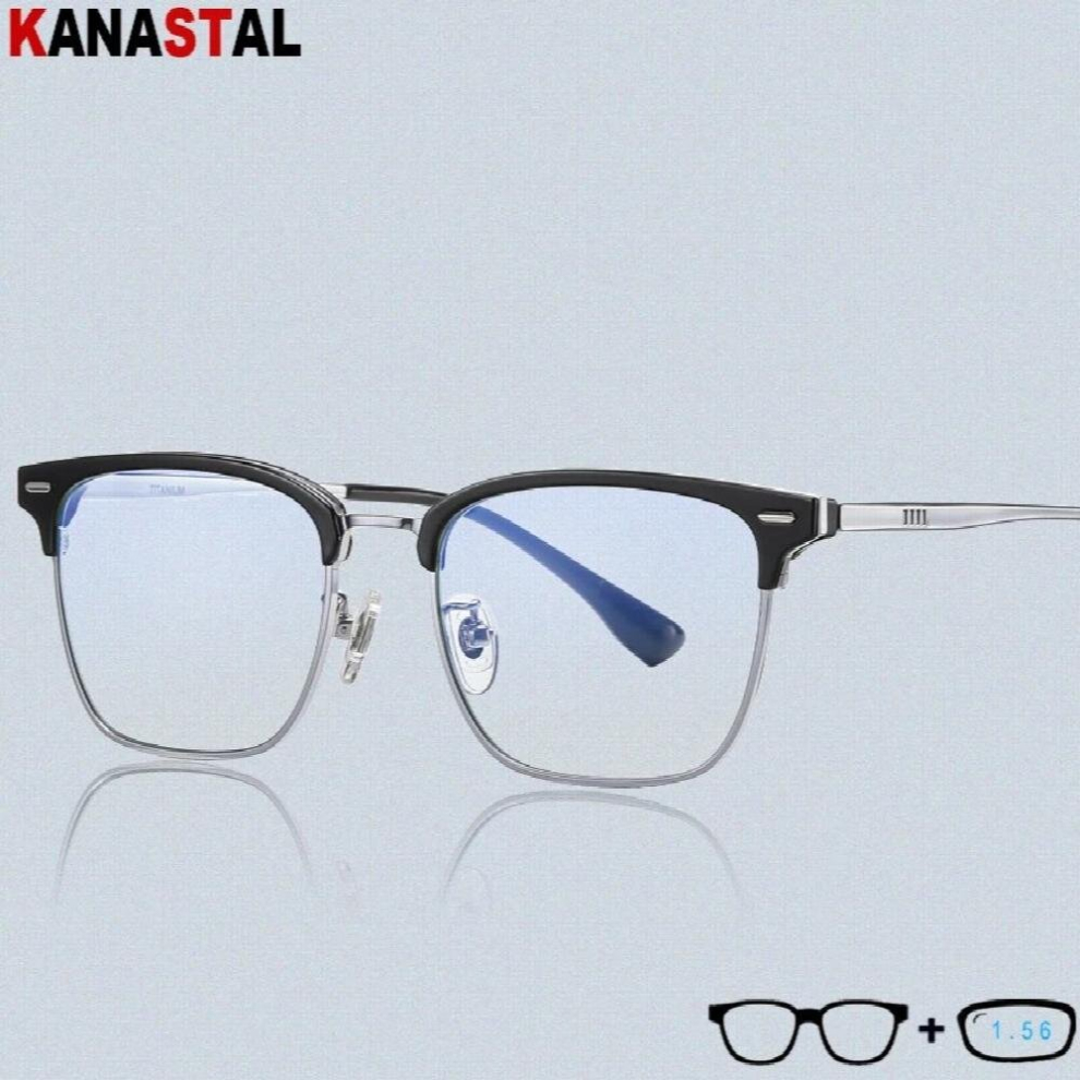Multicoloured Men Light Blocking Reading Glasses Women Pure Titanium Computer Square Eyeglasses Frame Optics Prescription Lenses Eyewear