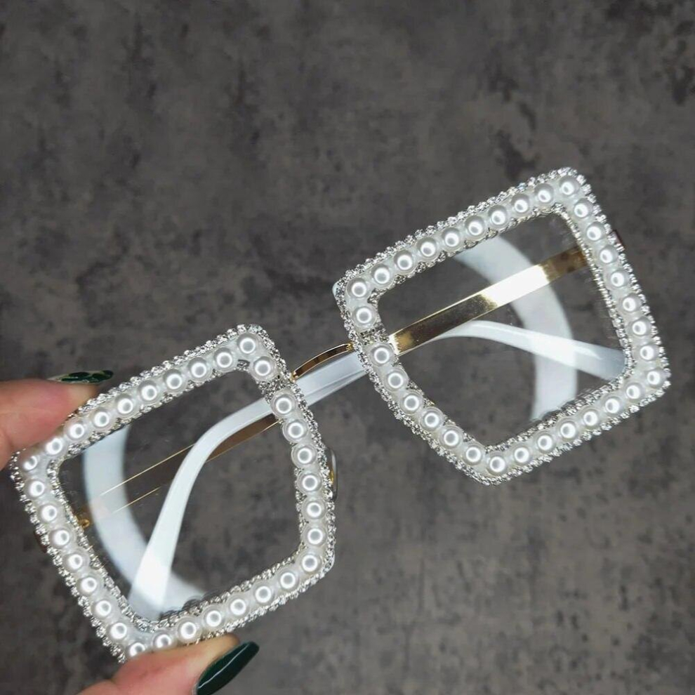 Transparent Blocking Anti-Blue Light Square Glasses Women Oversized Optical Glasses Frames Diamond Eyeglasses
