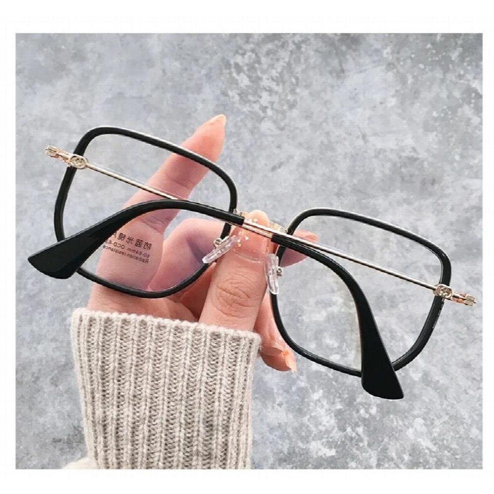 Seemfly Myopia Glasses Anti-blue Glasses for Women and Men Big Square Glasses College Students Nearsighted TR90