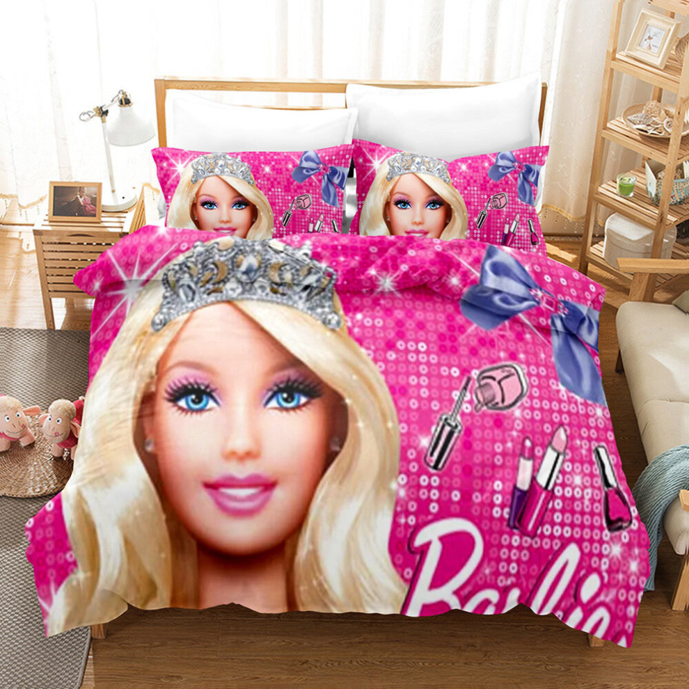 (Color 03, Single (135X200CM/2PCS)) Barbie Bedding Single Double King Duvet Cover NEW