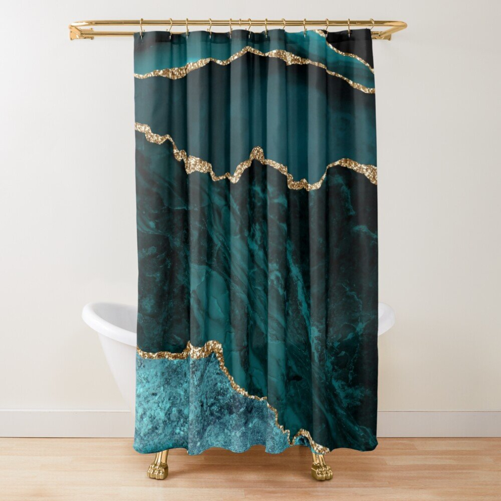 Shower Curtains Amazing Blue and Teal Faux Malachite Marble for Bathroom Decor 72x72 inches