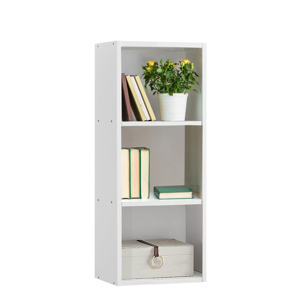 (3 Tier) Cube Bookcase, Wooden Bookcase Shelving Display Storage Unit Office Living Room Furniture White