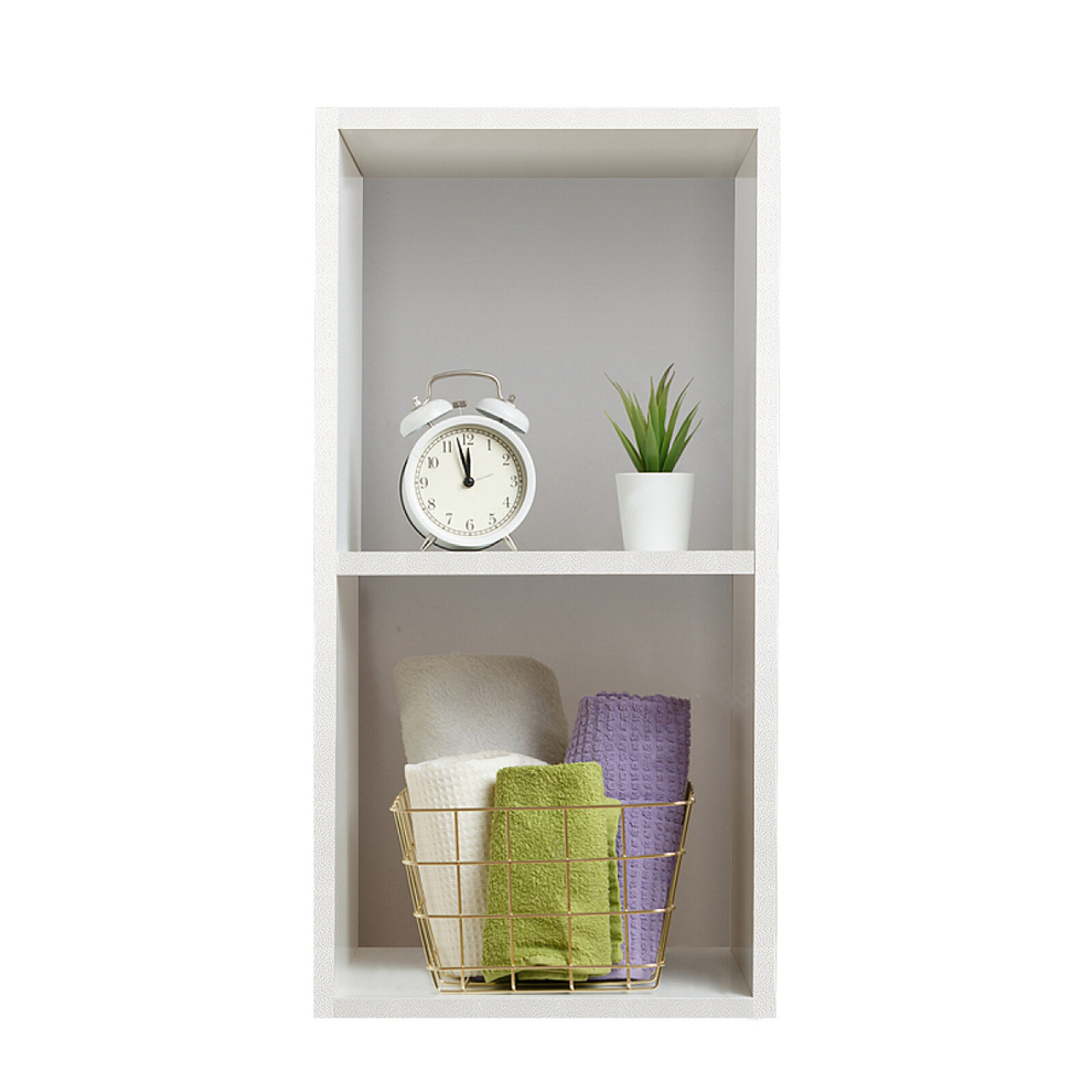 (2 Tiers) Oxford  Cube Bookcase White Wooden Shelving Display Storage Unit Office Living Room Furniture