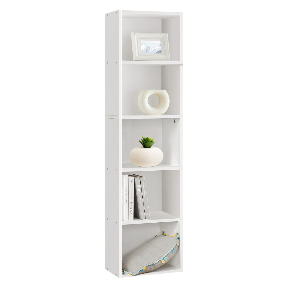 (5 Tier) Cube Bookcase, Wooden Bookcase Shelving Display Storage Unit Office Living Room Furniture White