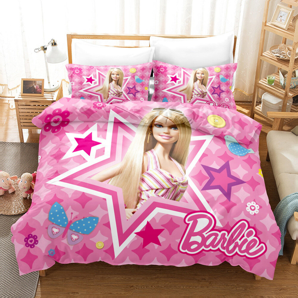 (Color 07, Single (135X200CM/2PCS)) Barbie Bedding Single Double King Duvet Cover NEW