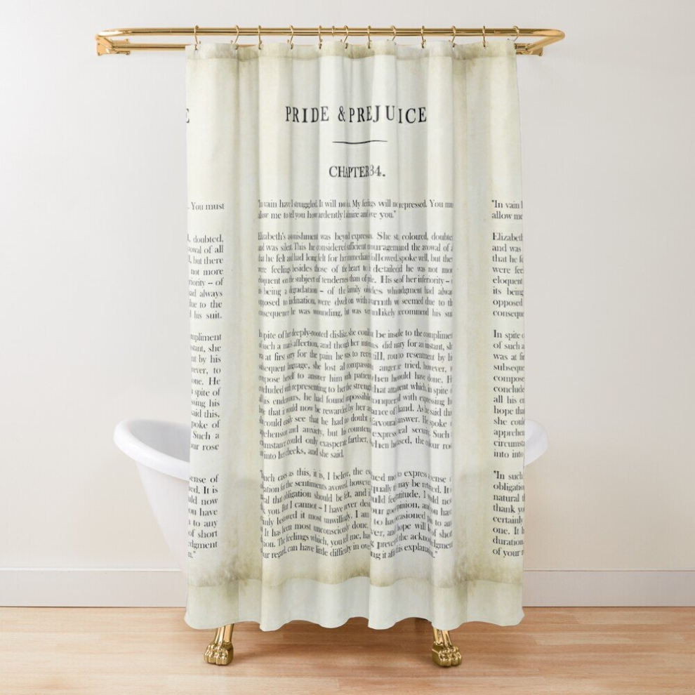 Shower Curtains Pride Prejudice by Jane Austen - Mr. Darcy: "how ardently I admire and love you." - vintage book page for Bathroom Decor 72x72 inches
