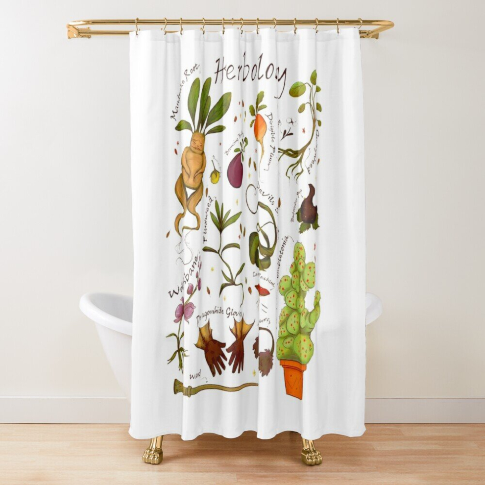 Shower Curtains herbology Plants for Bathroom Decor 72x72 inches