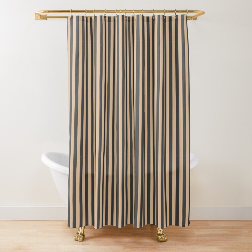 Shower Curtains Black And Beige Stripped Pattern for Bathroom Decor 72x72 inches