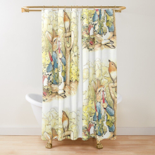 Shower Curtains Peter Rabbit in the Garden - Beatrix Potter for Bathroom Decor 72x72 inches