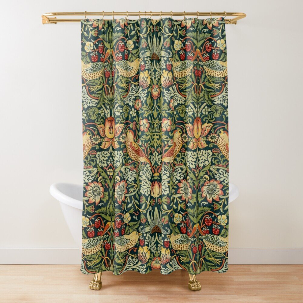 Shower Curtains Strawberry Thief (Pattern) - William Morris for Bathroom Decor 72x72 inches