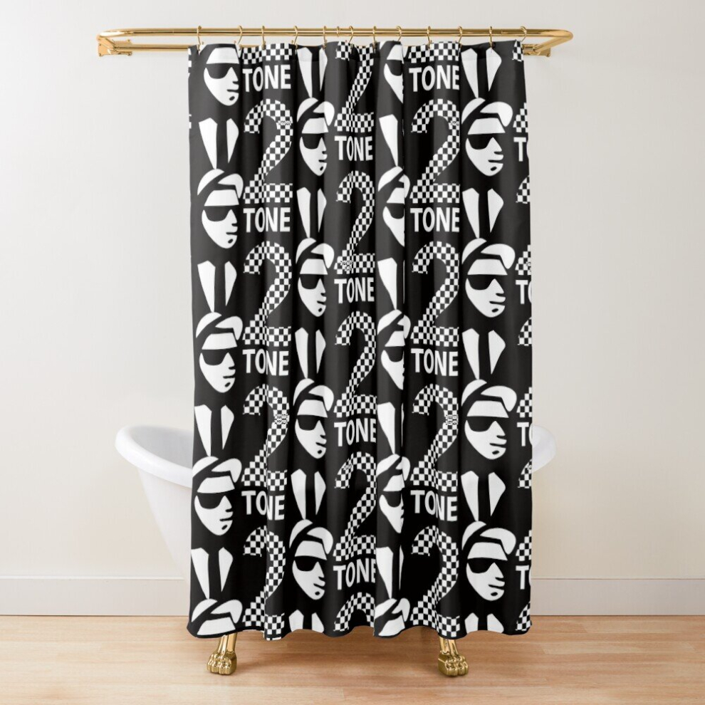 Shower Curtains The Specials 2 Tone Rude Boy Two Tone Ska 2 Music Records for Bathroom Decor 72x72 inches