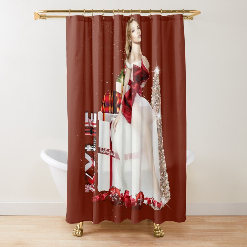 Shower Curtains Kylie Minogue - Christmas - Santa Baby - Designed by PopRetroDisco for Bathroom Decor 72x72 inches