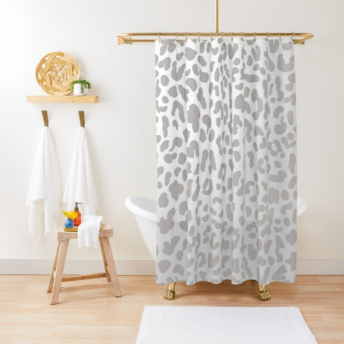 Shower Curtains Silver Leopard Print for Bathroom Decor 72x72 inches 2
