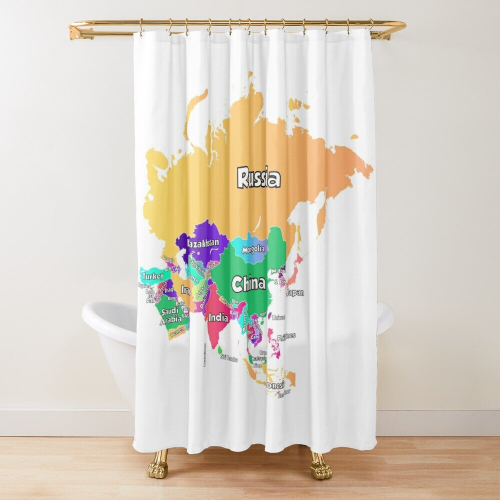 Shower Curtains political map of Asia with boundaries and countries ...