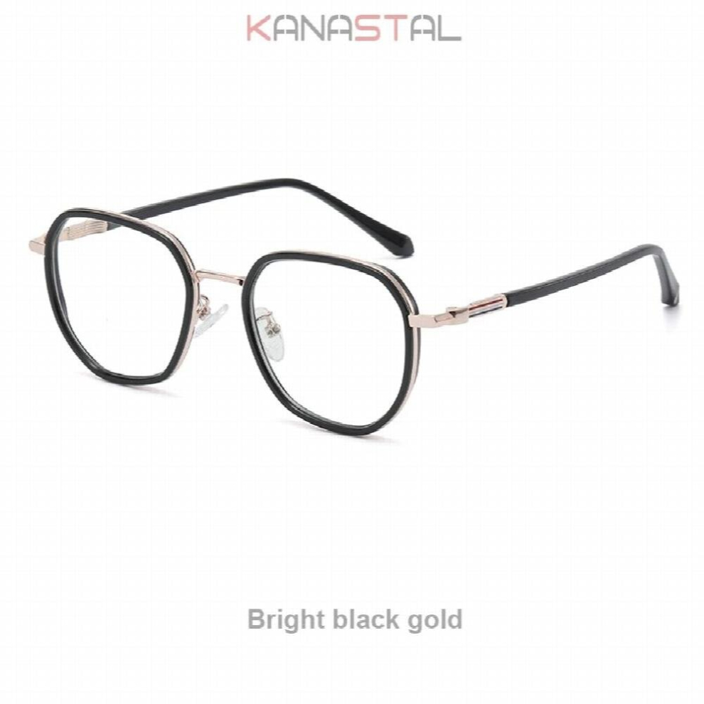 Women Light Blocking Computer Reading Glasses Men TR90 Metal Polygon Eyeglasses Frame Anti Ray Transparent Eyewear