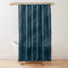 Shower Curtains Dark teal palm leaves for Bathroom Decor 72x72 inches
