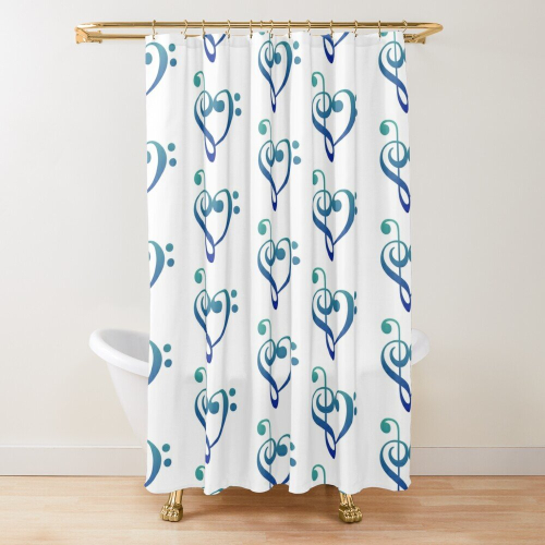 Shower Curtains Treble Clef Bass Heart for Bathroom Decor 72x72 inches
