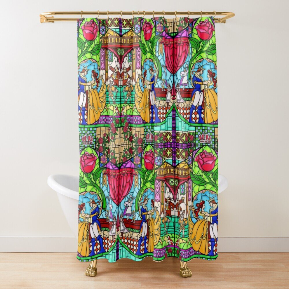 Shower Curtains Patterns of the Stained Glass Window for Bathroom Decor 72x72 inches